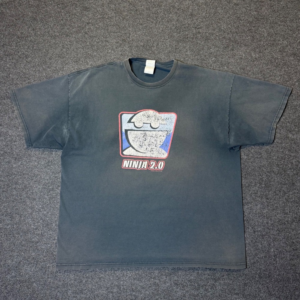 Vintage Ninja 2. T-Shirt Mens XXL Black Distressed 2011 Graphic Faded Streetwear